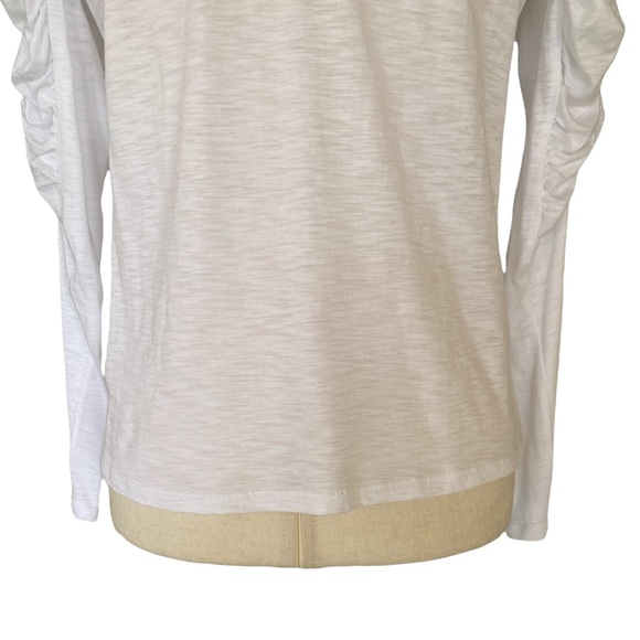 NWT Karlie Puff Ruched Sleeve White Knit Top - M - Picture 9 of 13